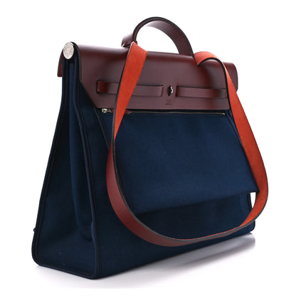 Hermes Toile Vache Hunter Herbag Zip 39 MM Bleu Marine Rouge H 4 of 14