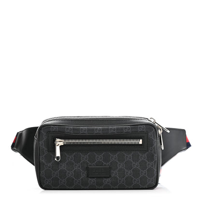 Gucci Soft GG Supreme Monogram Web Belt Bag Black Grey 1 of 10