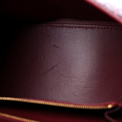Balenciaga Shiny Calfskin Crocodile Embossed Small Hourglass Top Handle Bag Dark Red 10 of 10