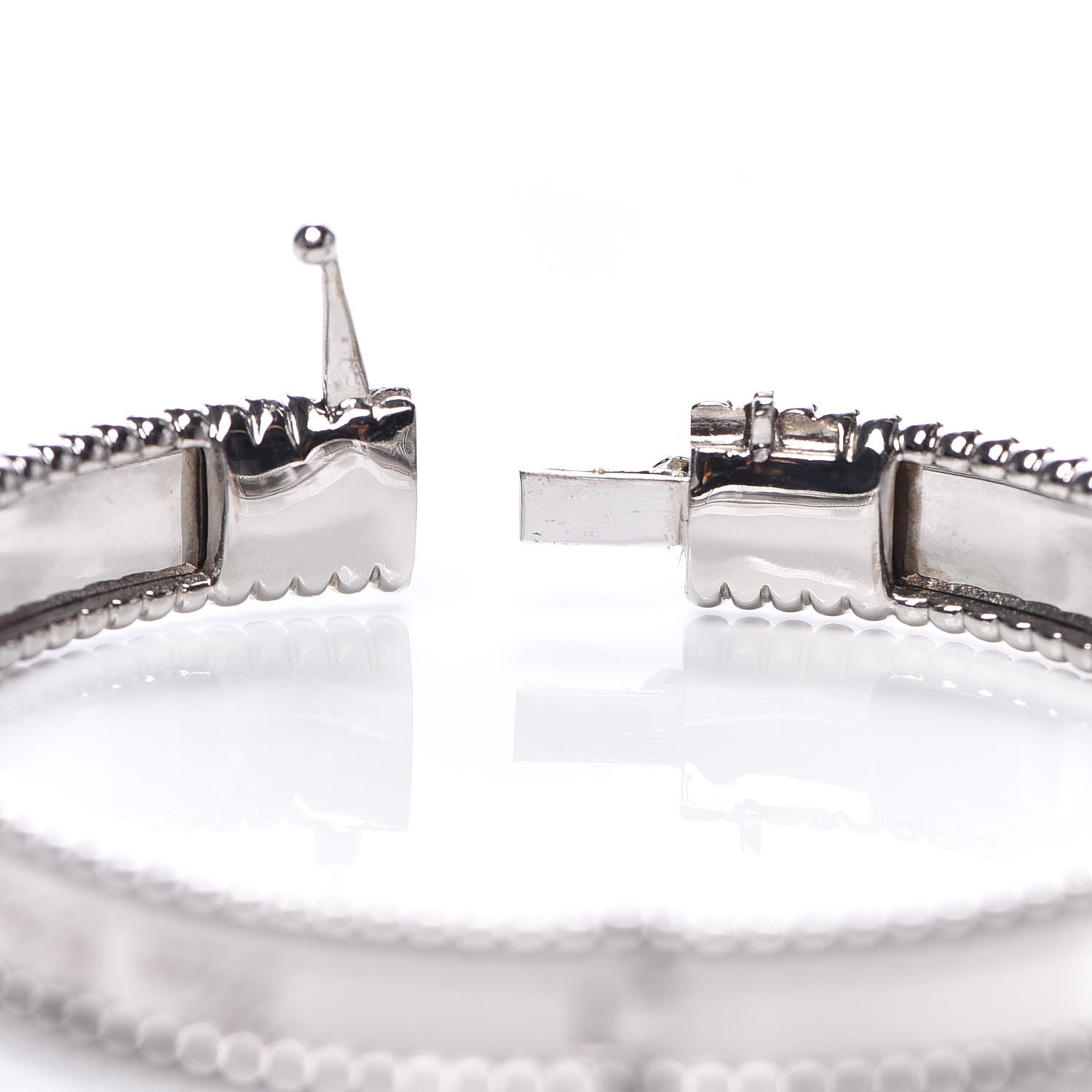 Van Cleef & Arpels 18K White Gold Perlee Signature Bangle Bracelet S 3 of 6
