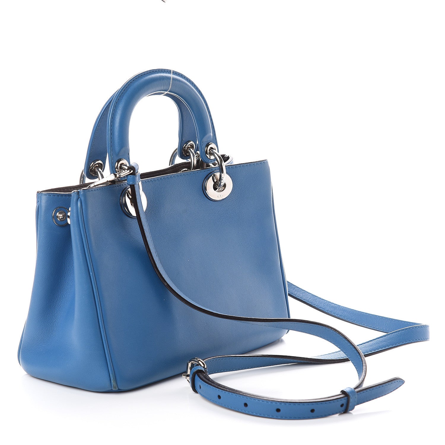 Christian Dior Calfskin Mini Diorissimo Tote Blue 2 of 7