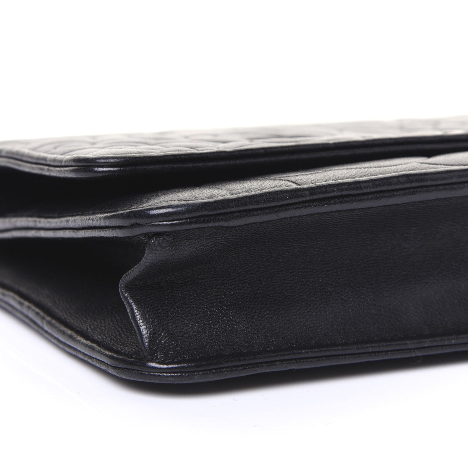 Chanel Lambskin Camellia Embossed Wallet on Chain WOC Black 6 of 16