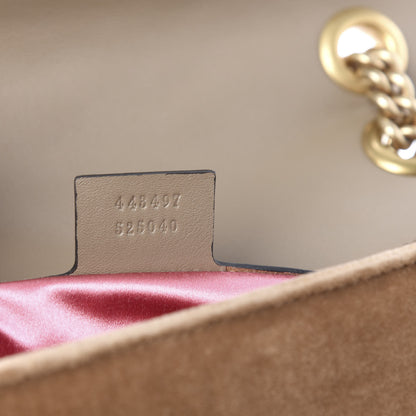 Gucci Velvet Matelasse Small GG Marmont Shoulder Bag Taupe 9 of 11