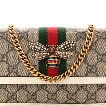 Gucci GG Supreme Monogram Web Queen Margaret Chain Wallet White 7 of 10