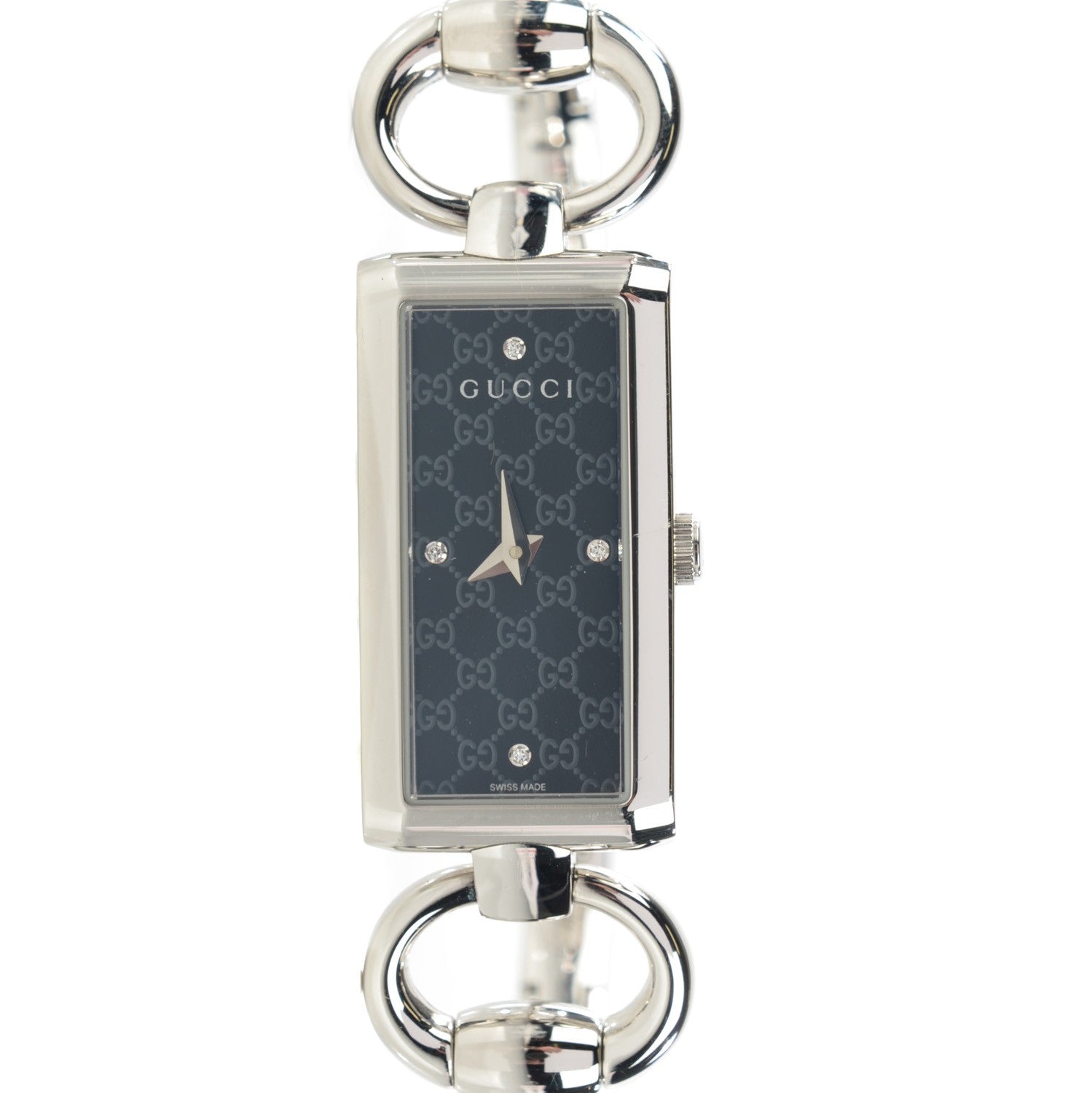 Gucci Stainless Steel Diamond 17mm Tornabuoni Quartz Watch Black 1 of 7