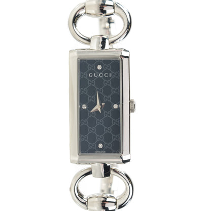 Gucci Stainless Steel Diamond 17mm Tornabuoni Quartz Watch Black 1 of 7