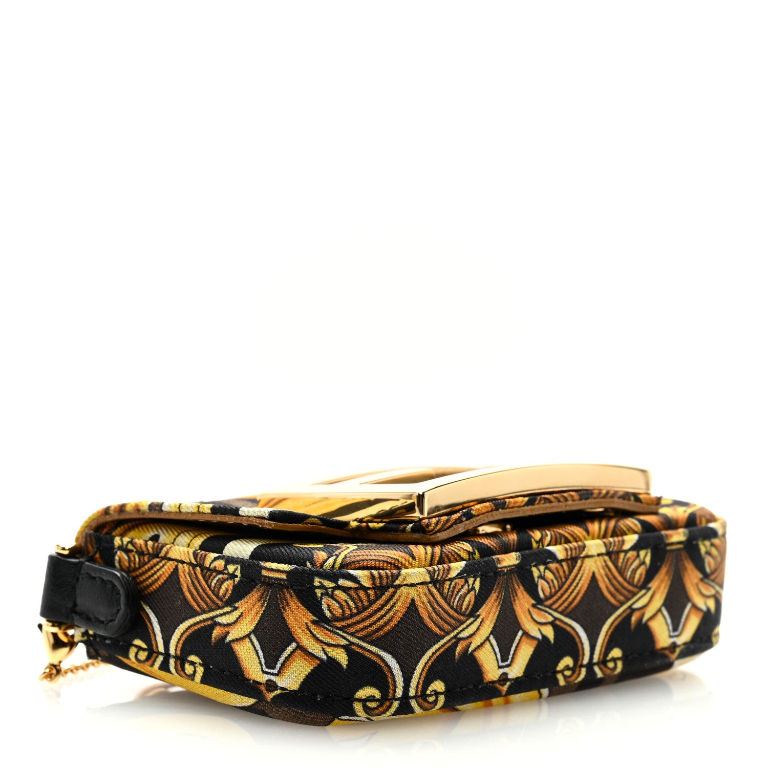 Fendi X VERSACE Silk Fendace FF Baroque Nano Brooch Baguette Charm Black Gold 4 of 8