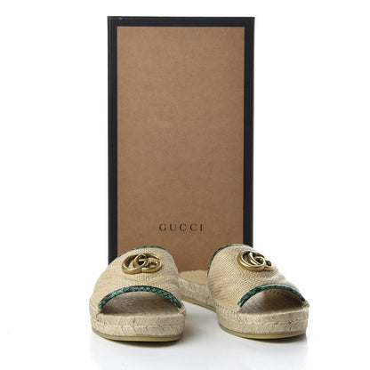 Gucci Straw Elaphe Matelasse GG Marmont Espadrille Slide Sandals 36.5 Natural New Shamarock 10 of 10