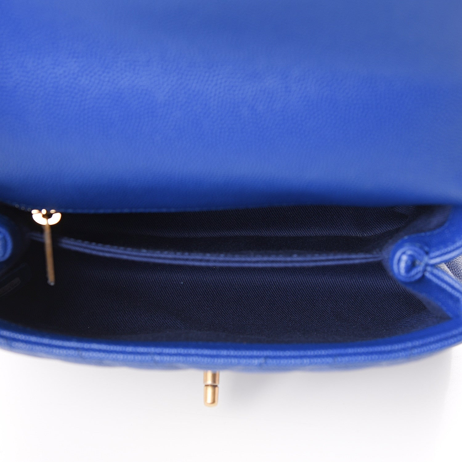 Chanel Caviar Chevron Quilted Mini Coco Handle Flap Blue 5 of 11