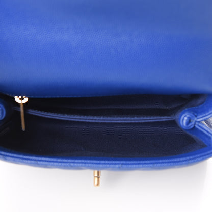 Chanel Caviar Chevron Quilted Mini Coco Handle Flap Blue 5 of 11