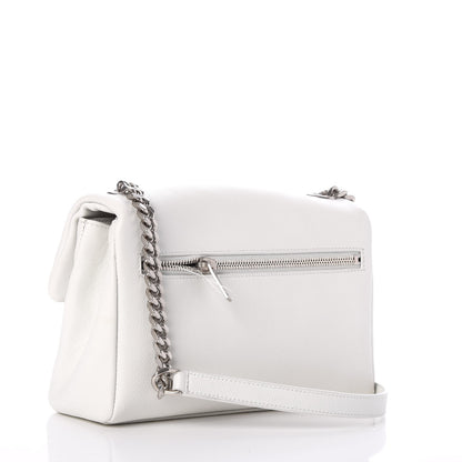 Saint Laurent Grain De Poudre Small West Hollywood Monogram Fold-Over Bag Pearl White 3 of 10