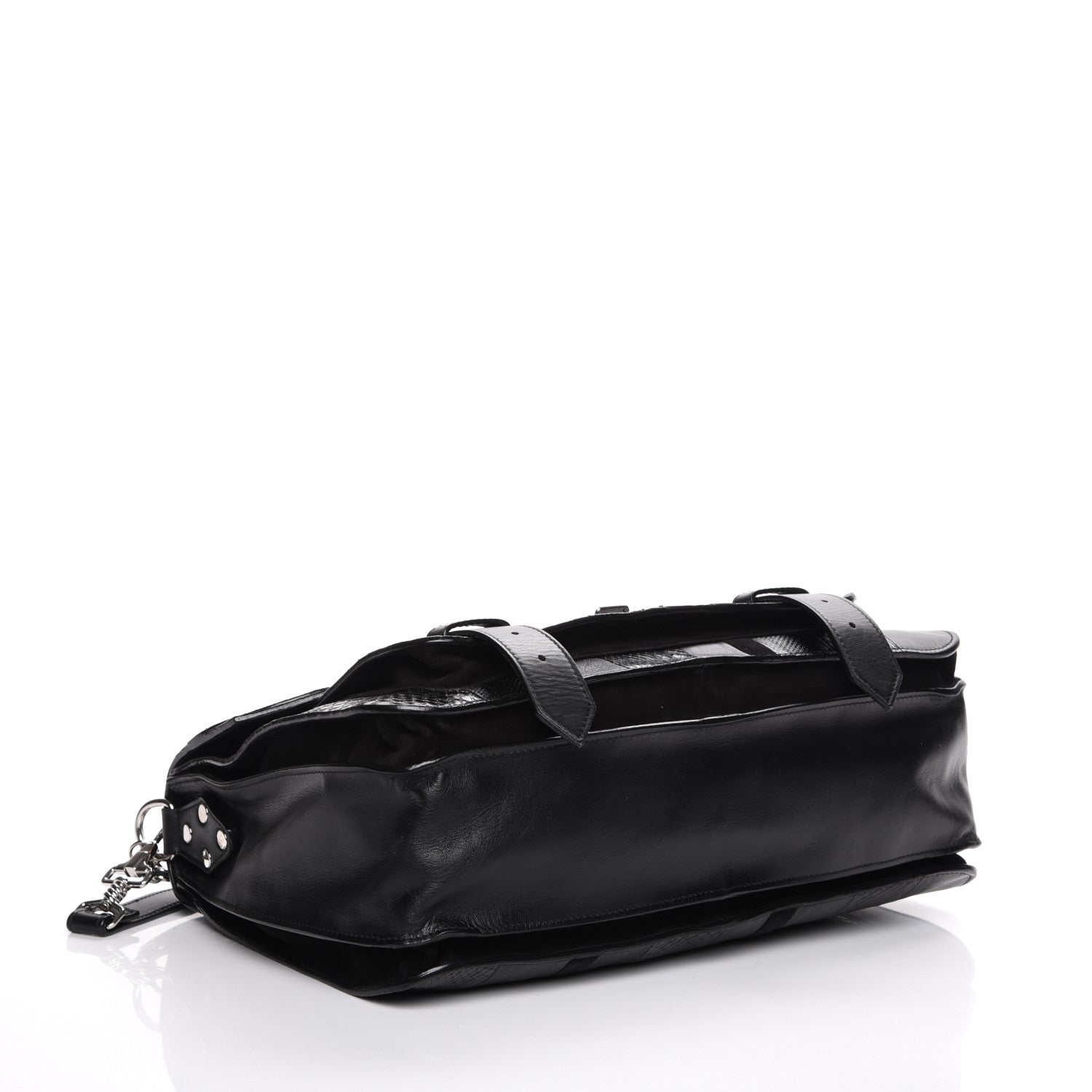 Proenza Schouler Lambskin Lizard Snakeskin Suede Medium PS1 Exotic Stripe Mix Satchel Black 4 of 7