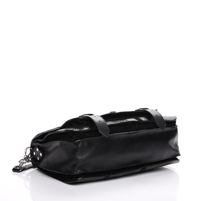 Proenza Schouler Lambskin Lizard Snakeskin Suede Medium PS1 Exotic Stripe Mix Satchel Black 4 of 7