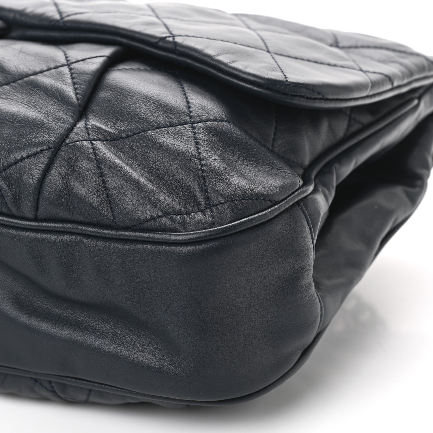 Chanel Calfskin Quilted Coco Pleats Flap Dark Navy Blue 10 of 10