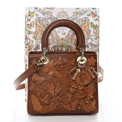 Christian Dior Calfskin 3D Butterfly Embellished Medium Lady Dior Brown 21 of 21