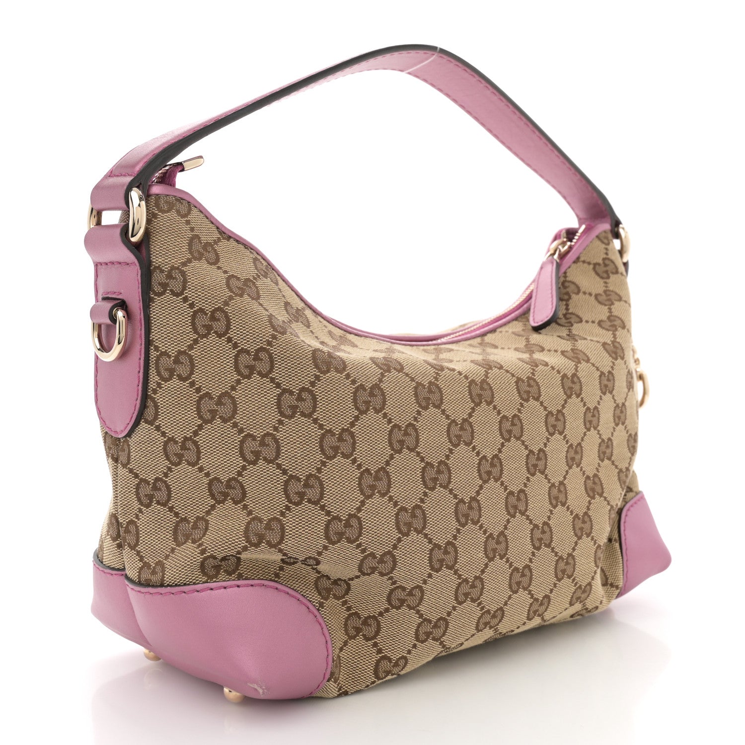 Gucci Monogram Small Heart Bit Charm Hobo Pink 3 of 12