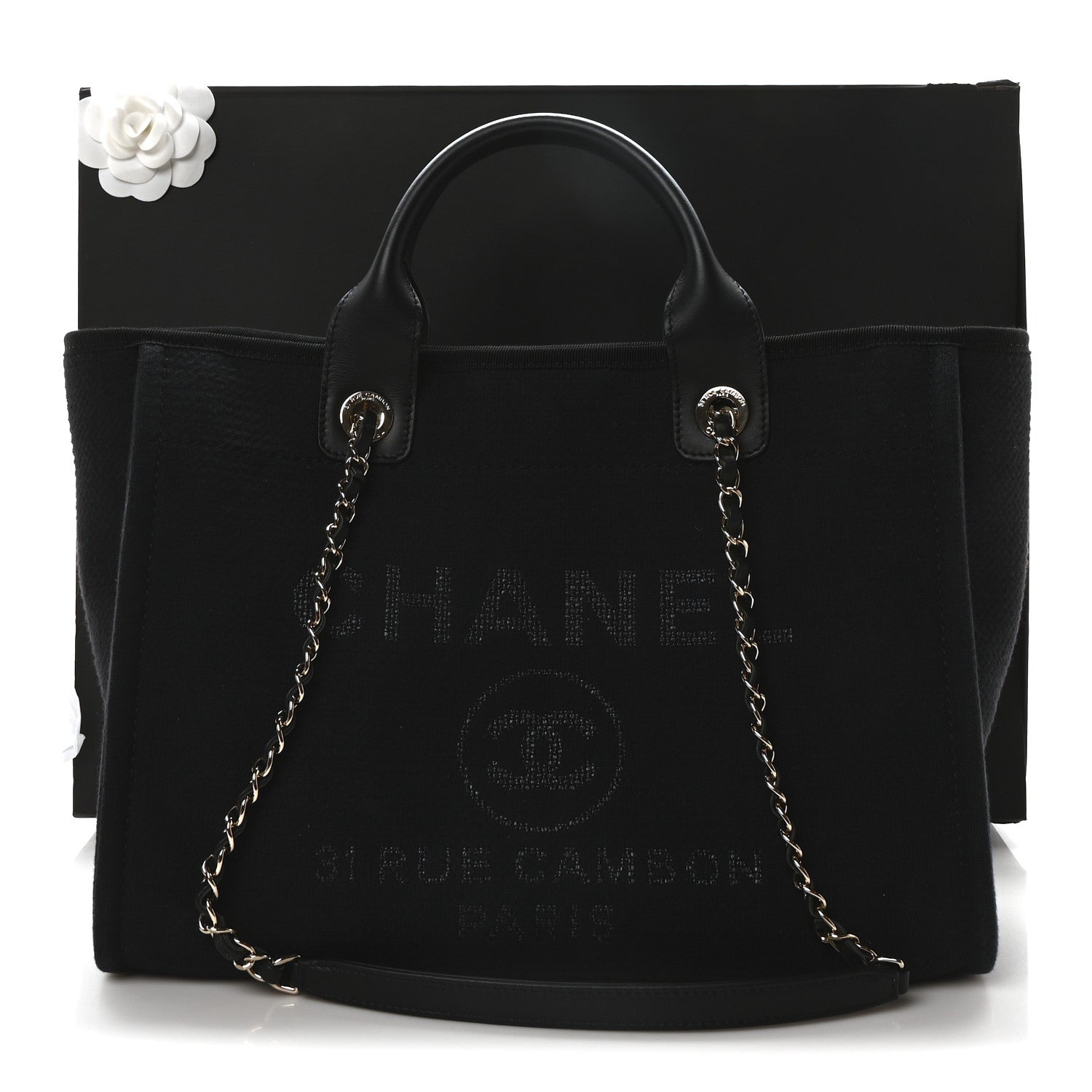 Chanel Mixed Fibers Small Deauville Tote Navy Blue 12 of 12