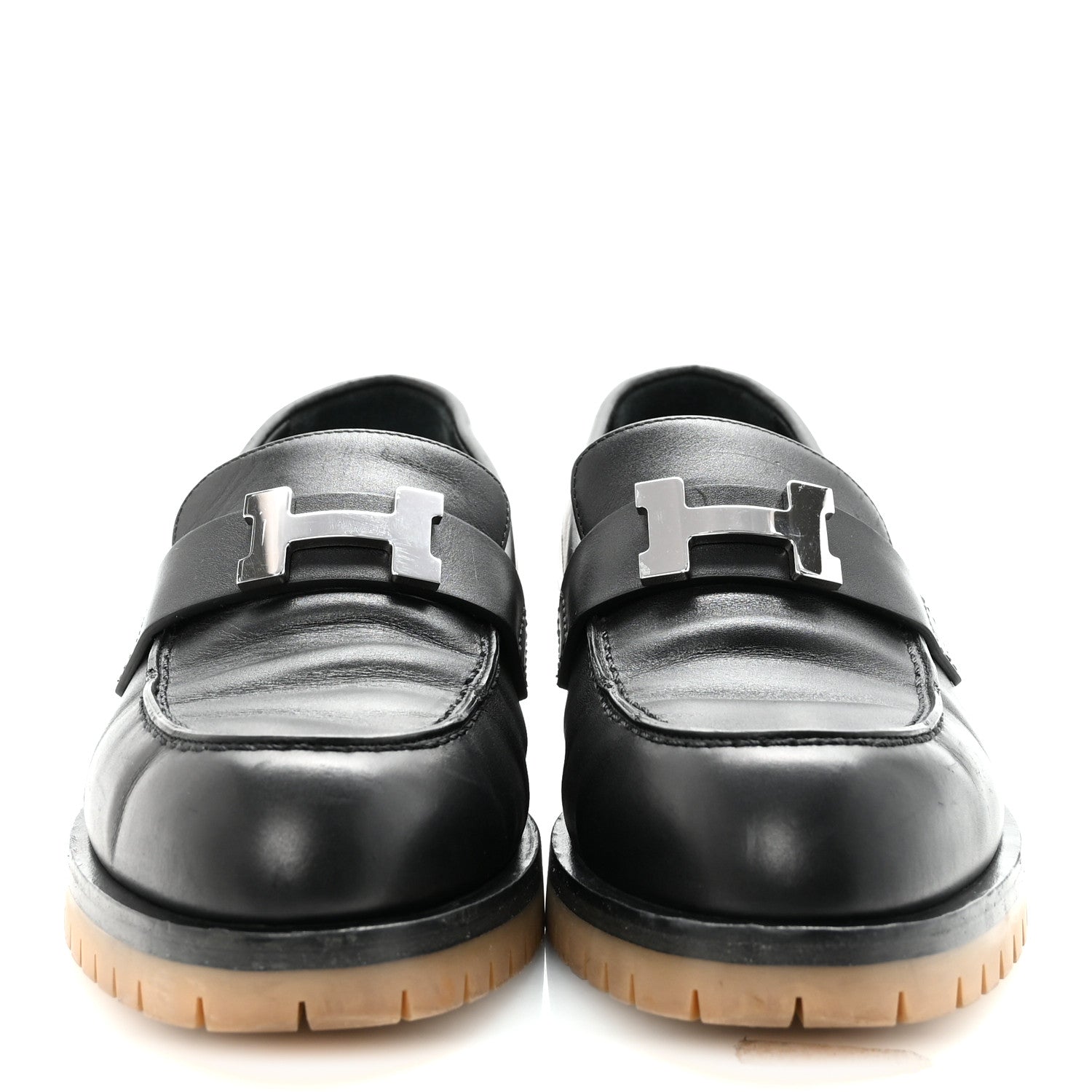 Hermes Calfskin Womens Faubourg Loafers 36.5 Black 3 of 9
