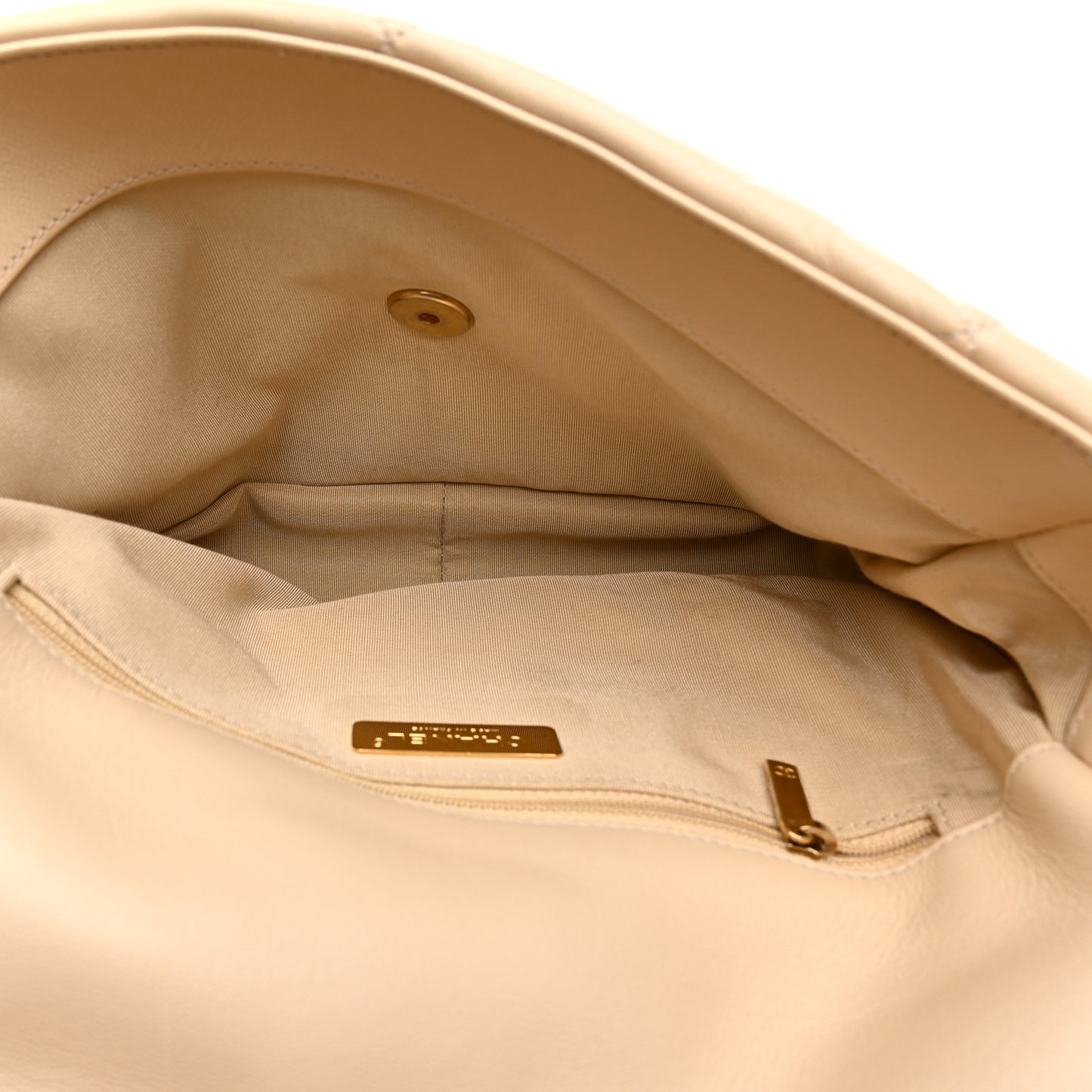 Goatskin Quilted Large Chanel 19 Flap Beige
