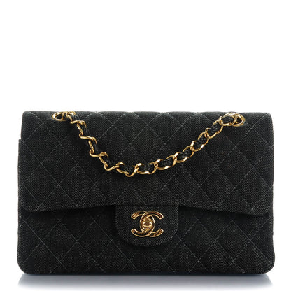Chanel Denim Quilted Small Double Flap Black 1 of 9