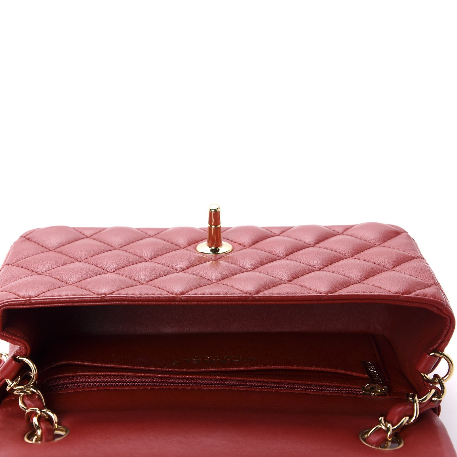 Chanel Lambskin Quilted Mini Rectangular Flap Red 5 of 11