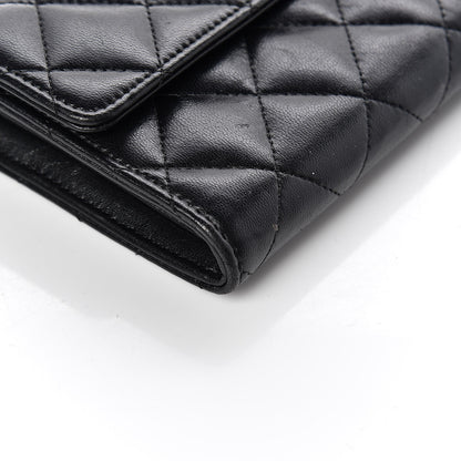 Chanel Lambskin Quilted Large Gusset Flap Wallet Black 9 of 12