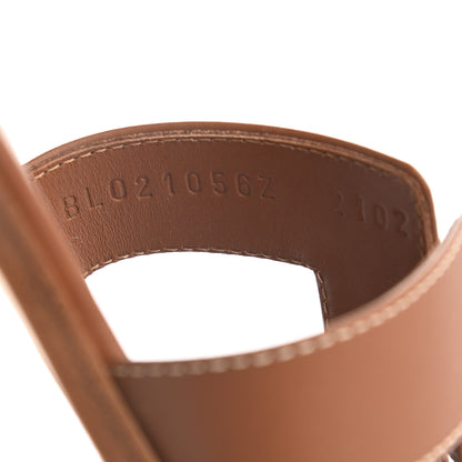 Hermes Box Calfskin Oran Sandals 37.5 Gold 8 of 9