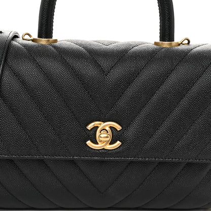 Chanel Caviar Chevron Quilted Mini Coco Handle Flap Black 8 of 12