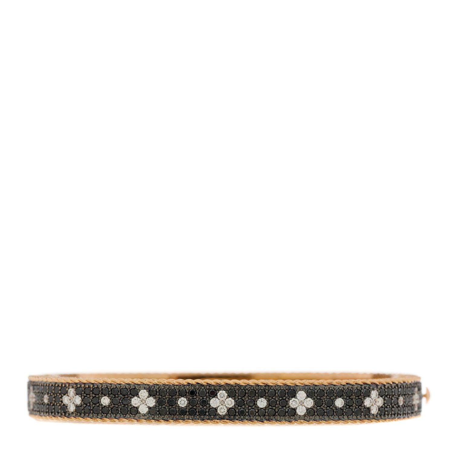 Roberto Coin 18K Rose Gold Black Diamond Venetian Princess Bangle Bracelet 1 of 4