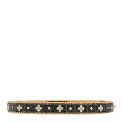 Roberto Coin 18K Rose Gold Black Diamond Venetian Princess Bangle Bracelet 1 of 4