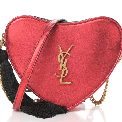Saint Laurent Metallic Calfskin Heart Monogram Crossbody Black Rouge 8 of 12