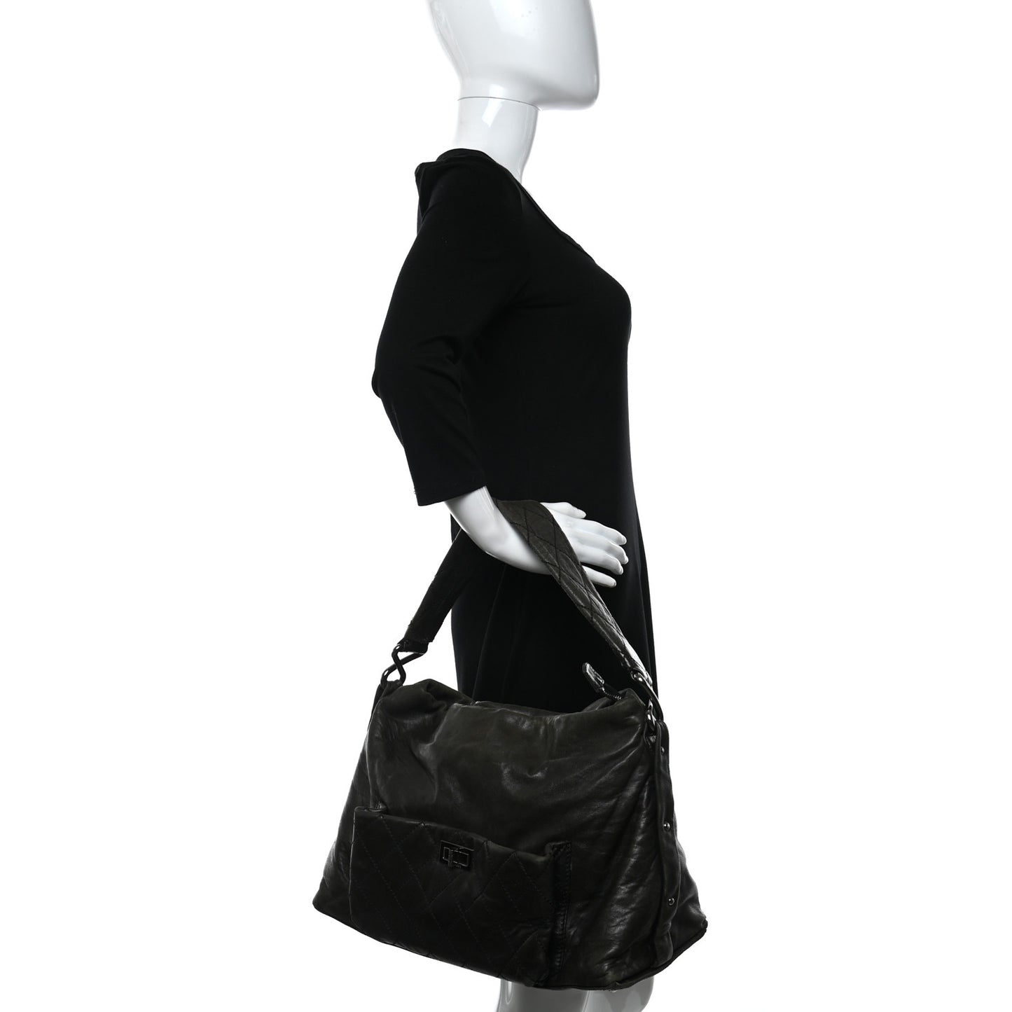 Lambskin Quilted Mademoiselle Hobo Black