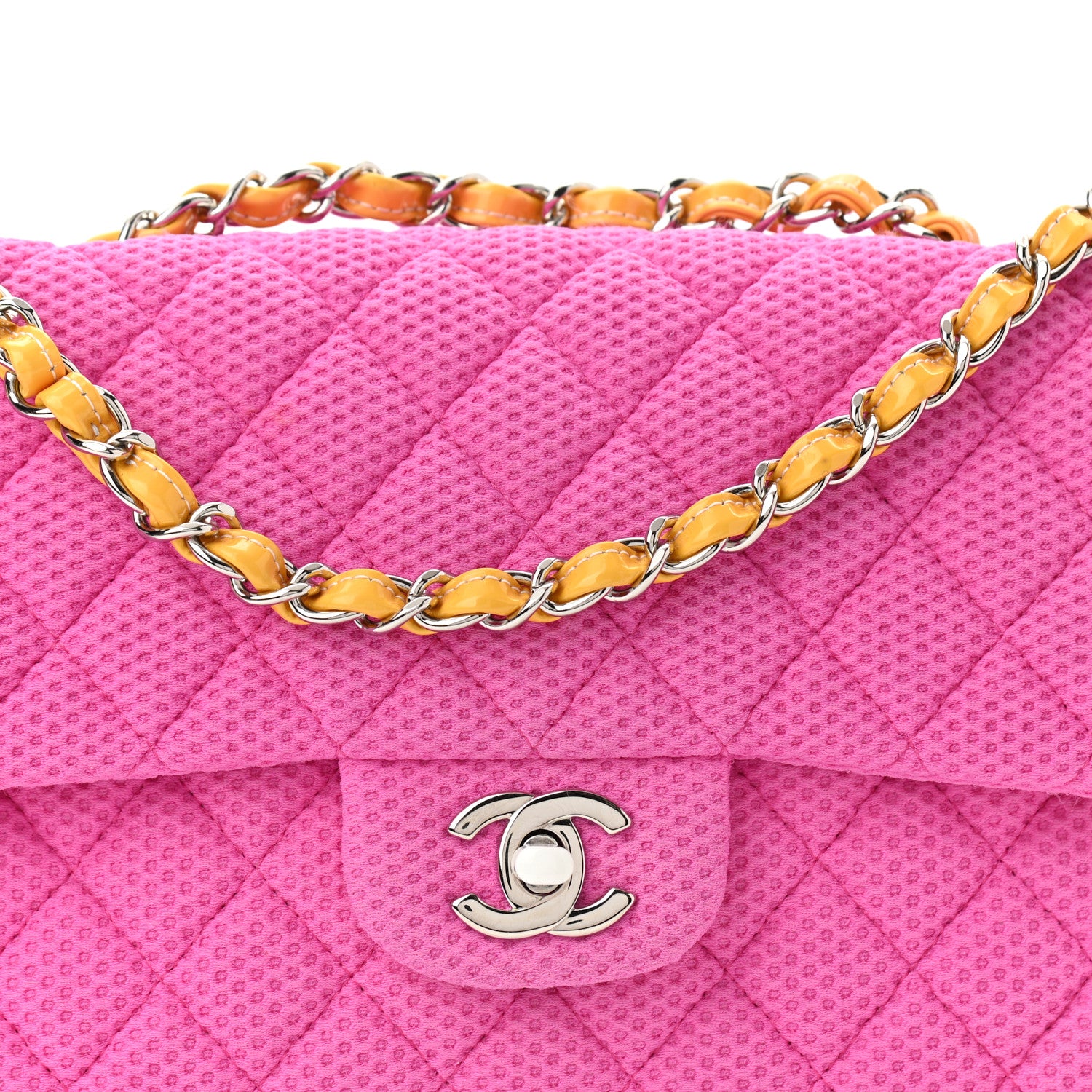 Chanel Neoprene Quilted Medium Single Flap Pink 8 of 11