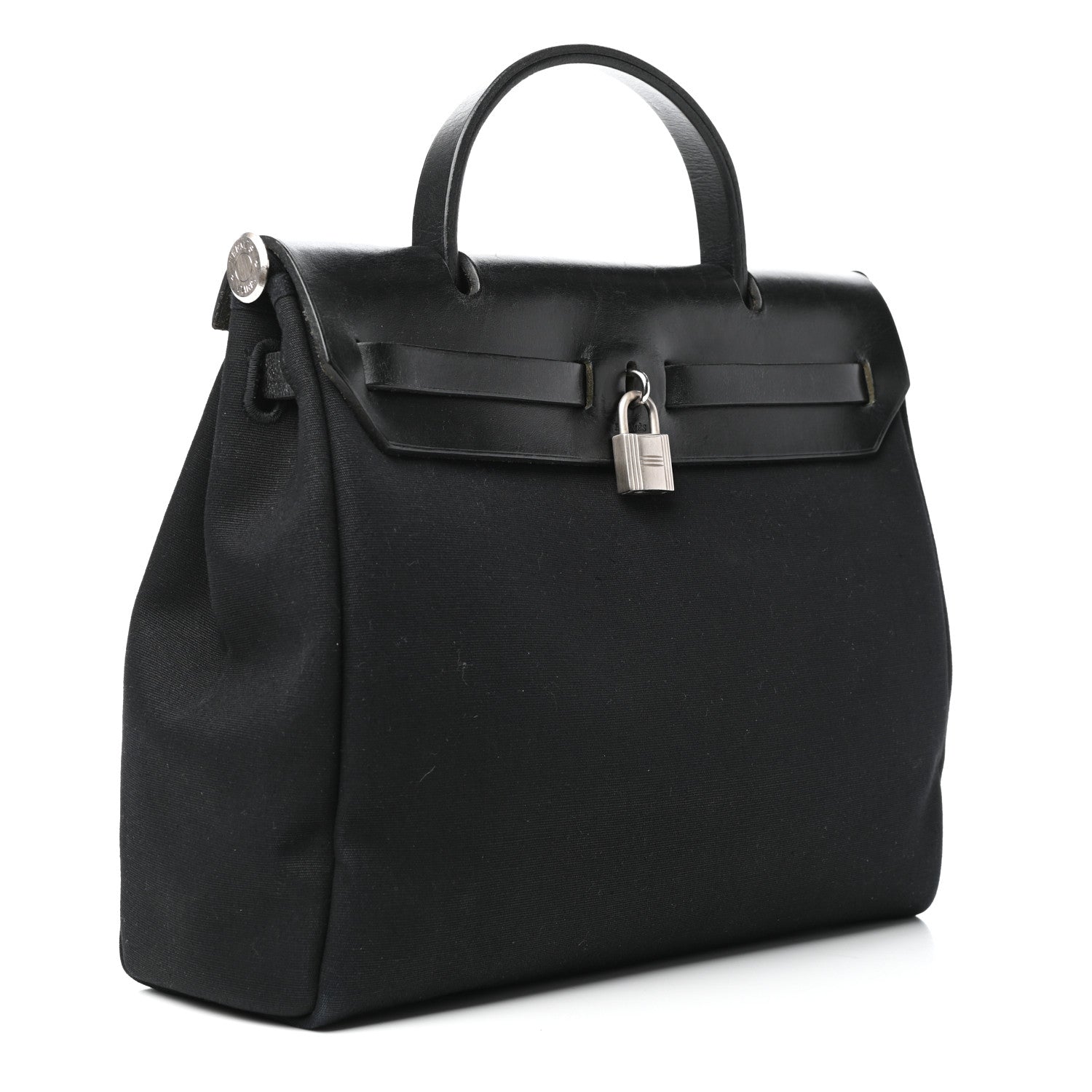 Hermes Toile Vache Calfskin Herbag 30 PM Black 3 of 7
