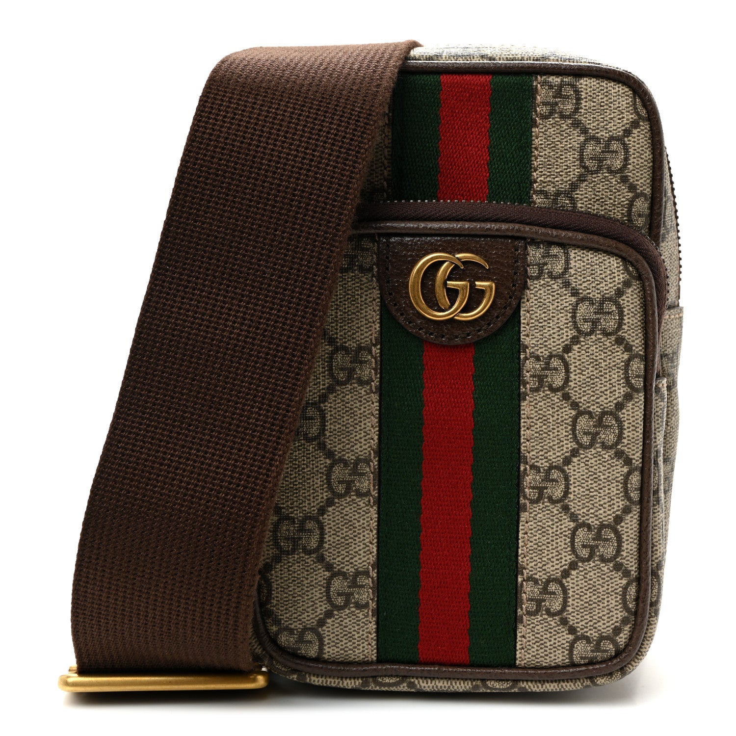Gucci GG Supreme Monogram Web Mini Ophidia Messenger Brown 1 of 10