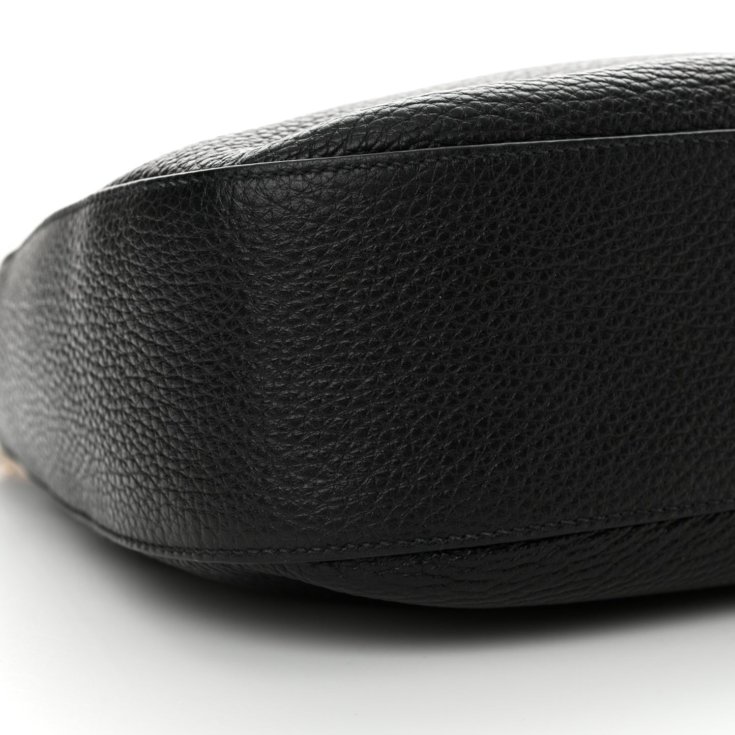 Vitello Daino Soft Zippered Hobo Shoulder Bag Black