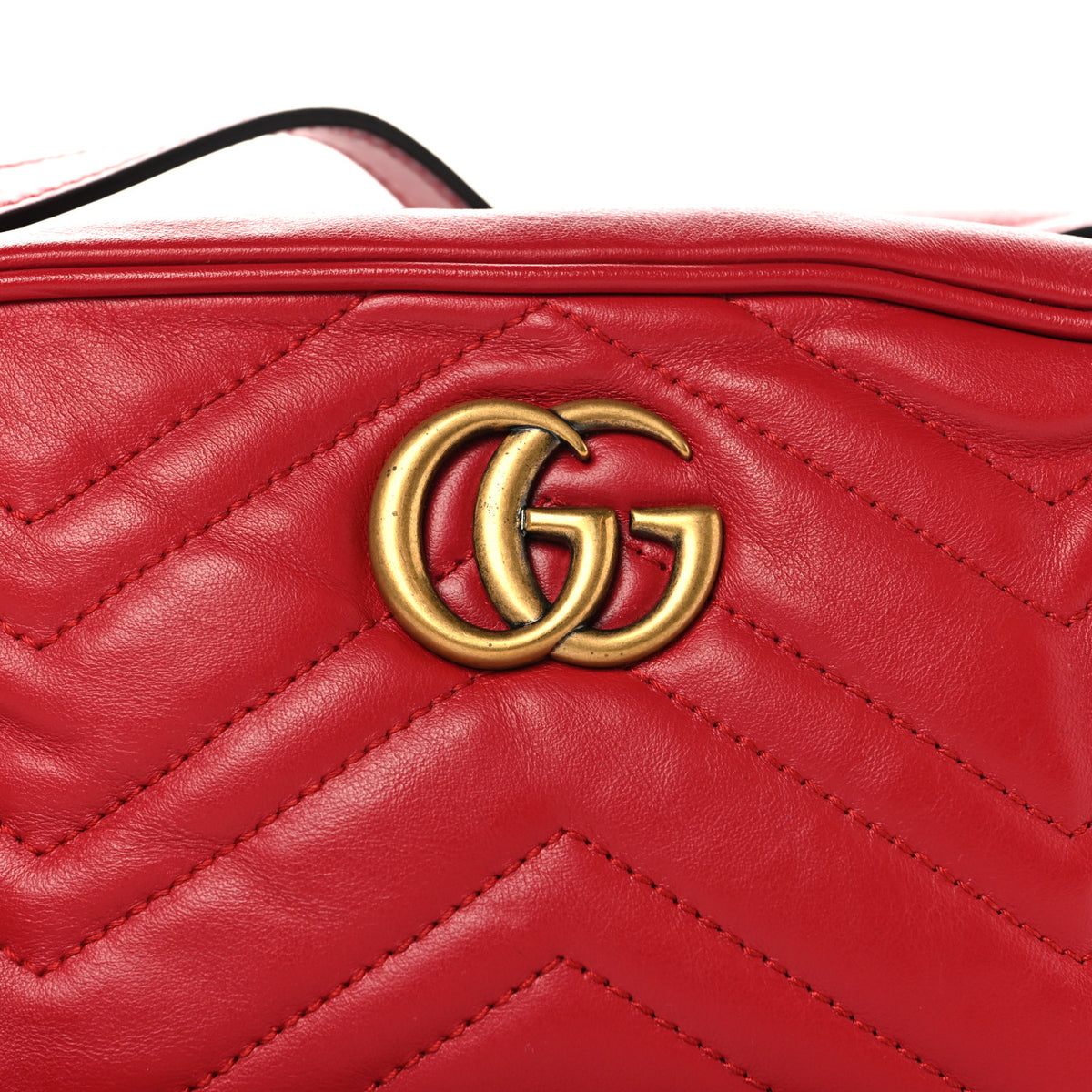 Gucci Calfskin Matelasse Mini GG Marmont Chain Shoulder Bag Hibiscus Red 8 of 10