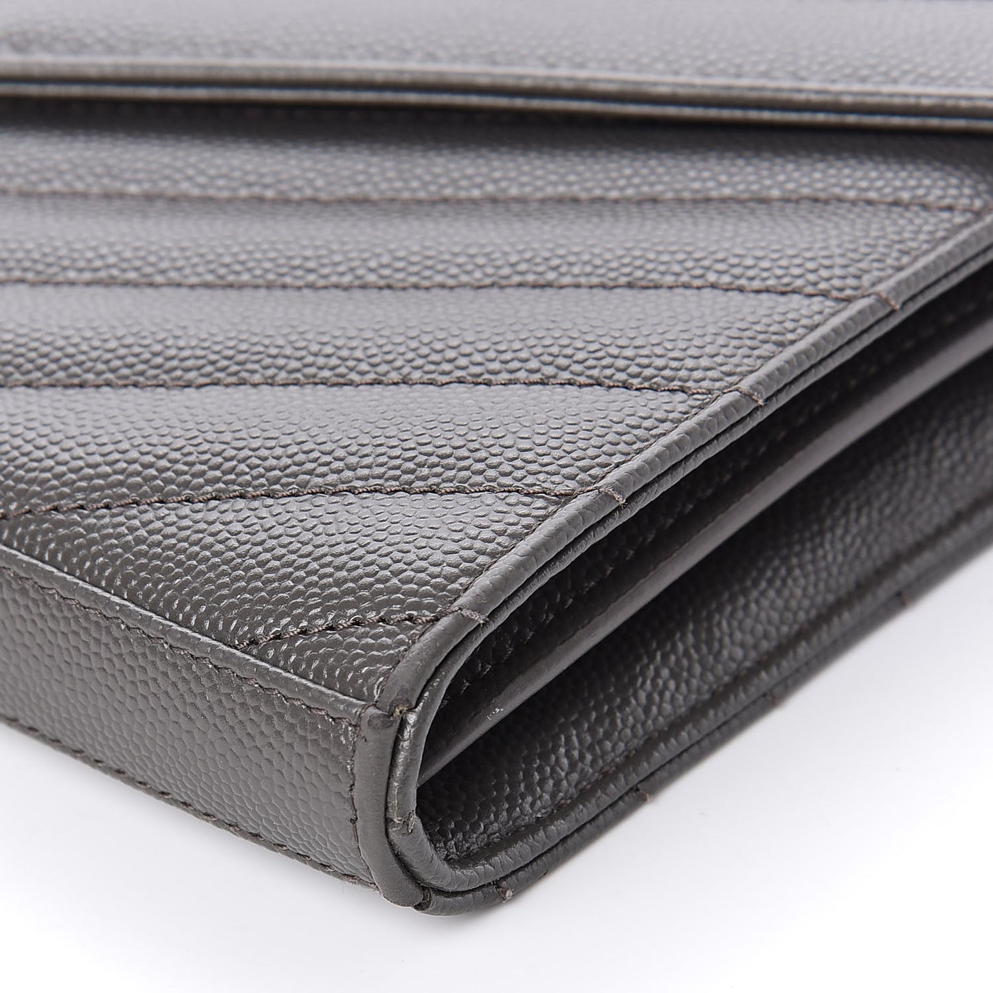 Grain De Poudre Matelasse Chevron Monogram Chain Wallet Fog