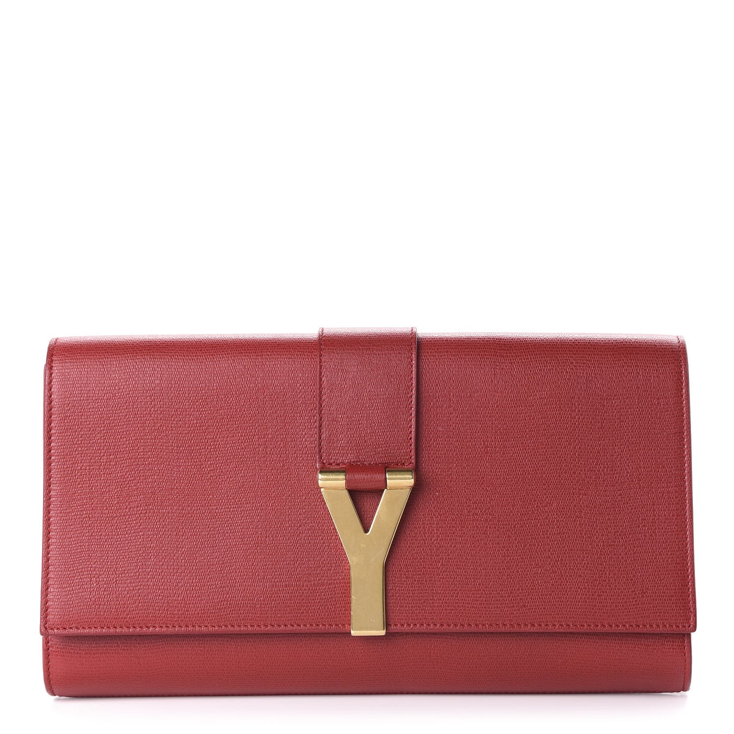 Textured Calfskin Classic Y Ligne Clutch Red