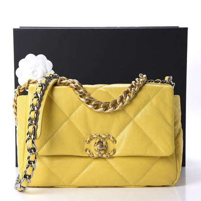Chanel Lambskin Quilted Medium 19 Flap Yellow 11 of 11