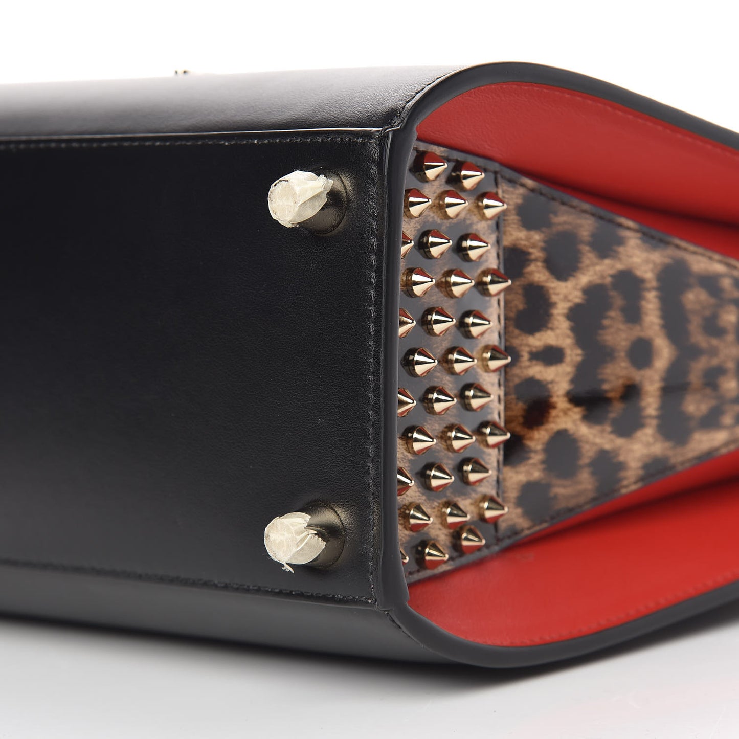 Calfskin Patent Leopard Studded Small Paloma Black