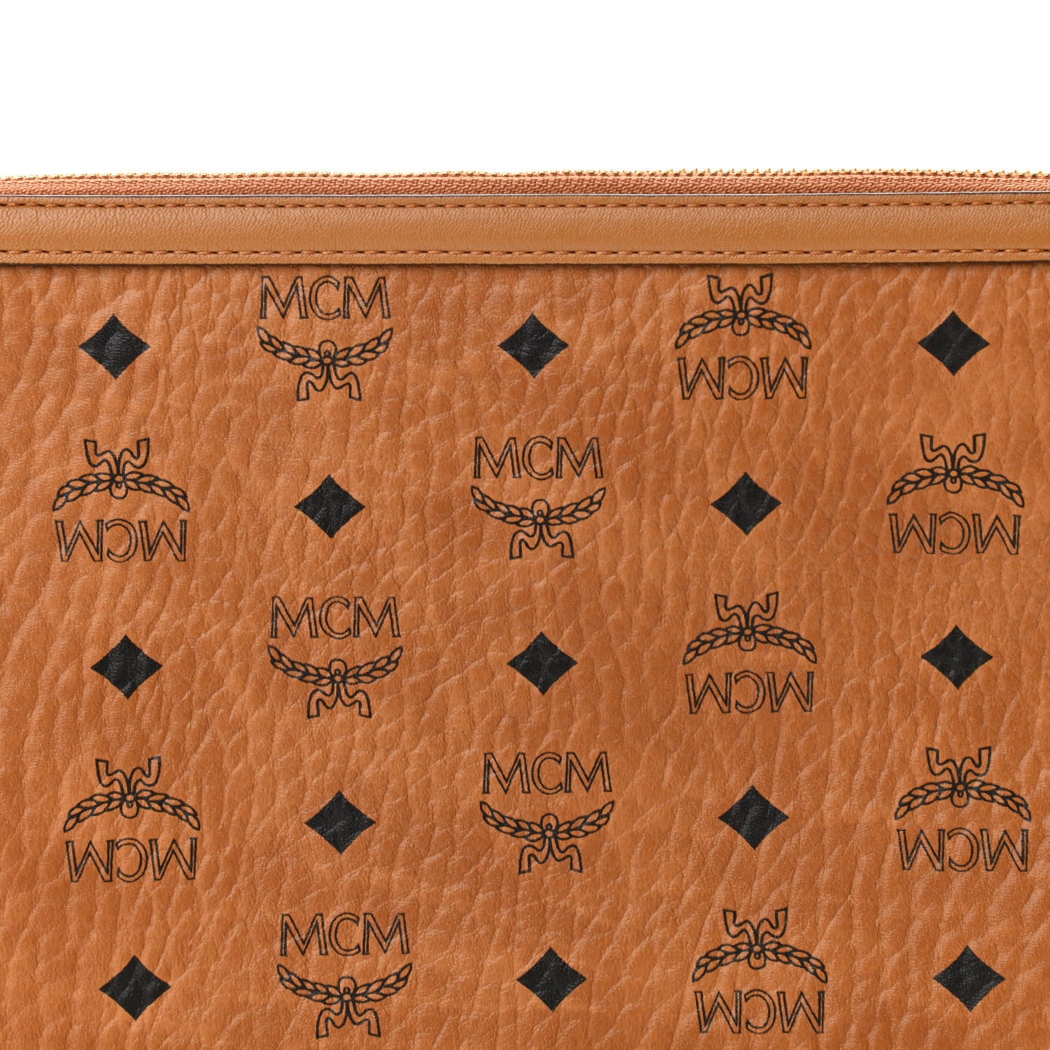 MCM Visetos Liz Shopper Tote Pouch Cognac 7 of 9