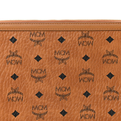 MCM Visetos Liz Shopper Tote Pouch Cognac 7 of 9