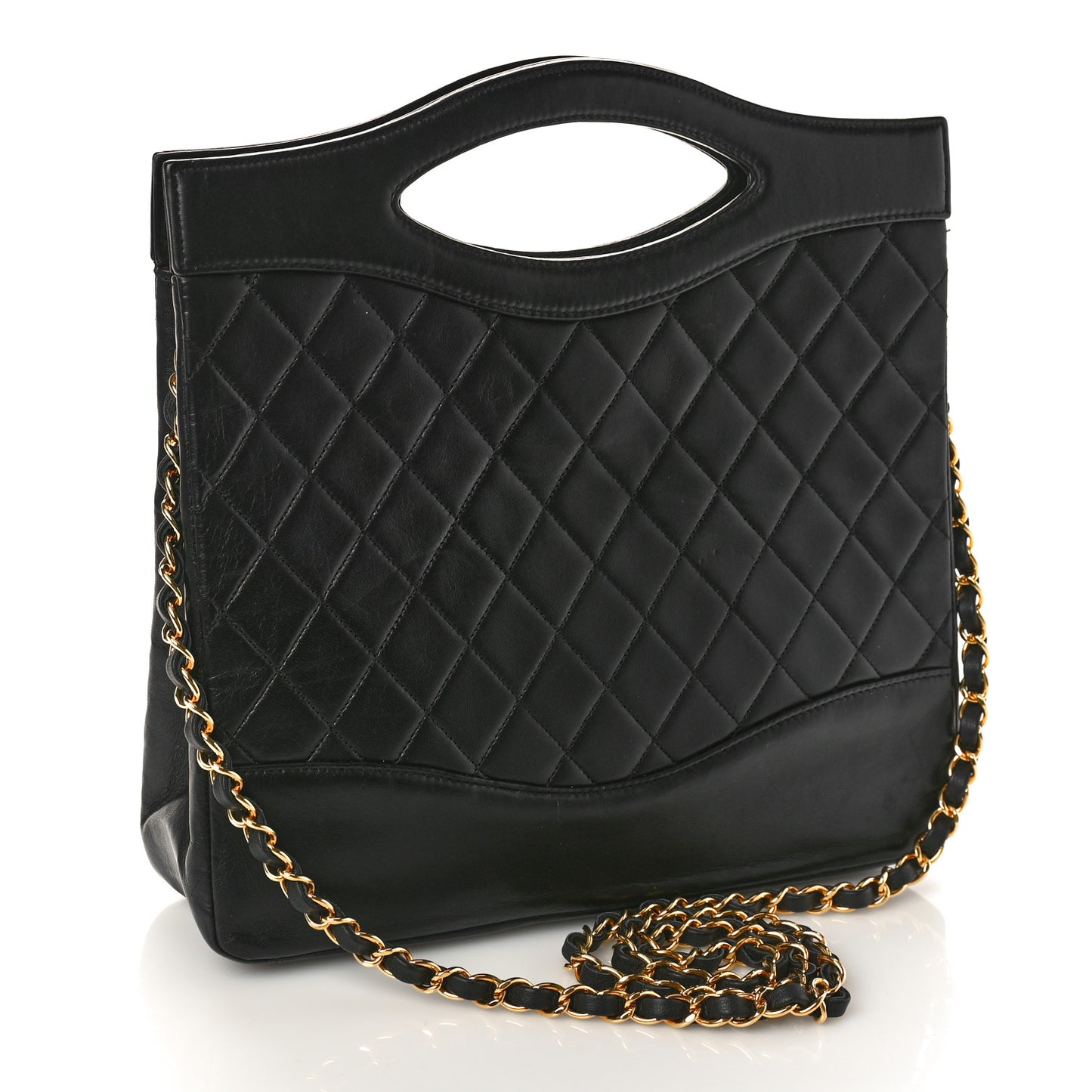 Lambskin Quilted 31 Shopping Bag Black