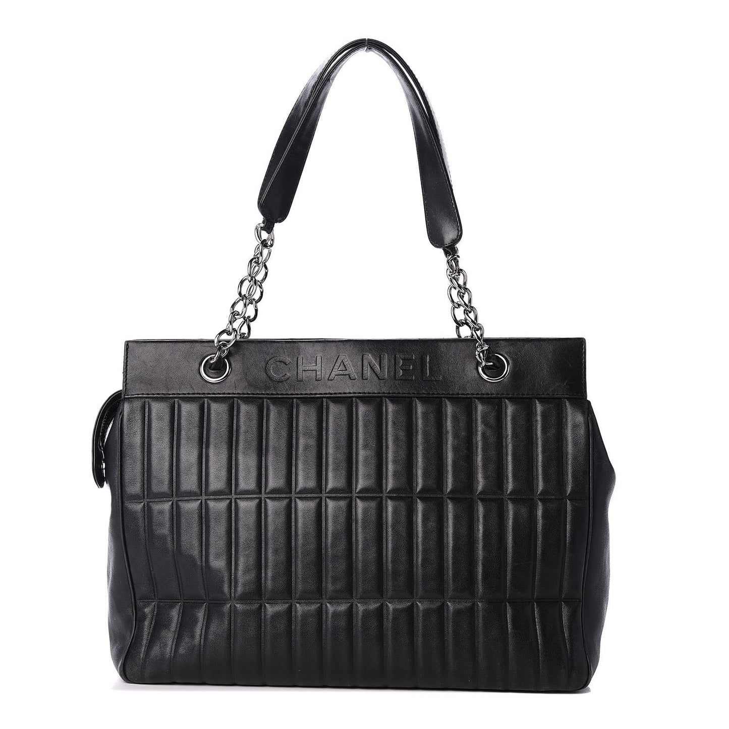Calfskin Vertical Quilted Lax Shoulder Bag Black