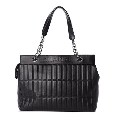 Chanel Calfskin Vertical Quilted Lax Shoulder Bag Black 1 of 16