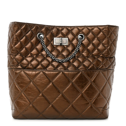 Chanel Metallic Aged Calfskin Quilted Reissue 2.55 Tote Bronze 1 of 10