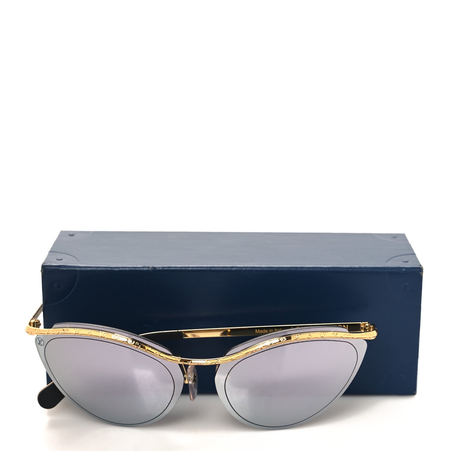 Louis Vuitton Metal LV Mirrored Cat Eye Sunglasses Z1039E Gold
