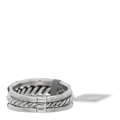 David Yurman Sterling Silver Diamond 9mm Stax Narrow Ring 54 7 2 of 4