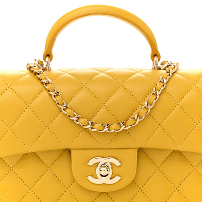 Chanel Lambskin Quilted Mini Top Handle Rectangular Flap Yellow 8 of 12